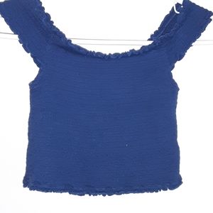 Off shoulder blue crop top